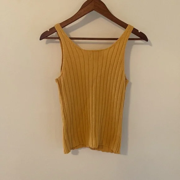 Yellow Ribbed Button-Up Tank Top - Picture 2 of 4